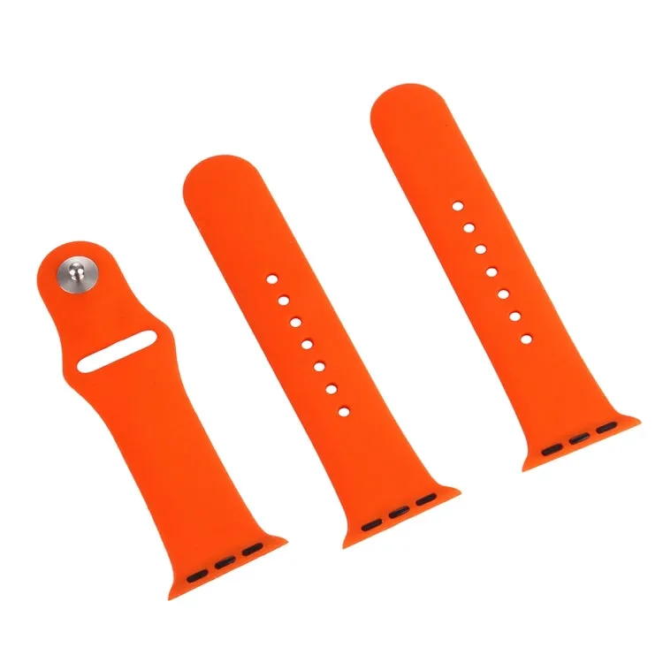 For Apple Watch Ultra 49mm & Watch Ultra 2 49mm / Series 9&8&7 45mm / SE 3&SE 2&6&SE&5&4 44mm / 3&2&1 42mm 3 in 1 Rubber Watch Band with Pin Buckle(Orange)