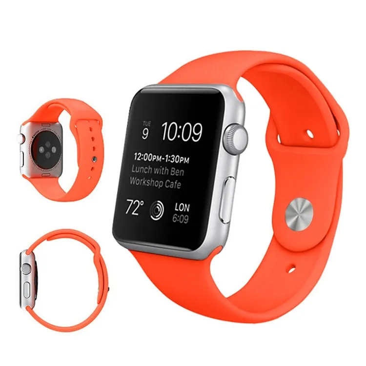 For Apple Watch Ultra 49mm & Watch Ultra 2 49mm / Series 9&8&7 45mm / SE 3&SE 2&6&SE&5&4 44mm / 3&2&1 42mm 3 in 1 Rubber Watch Band with Pin Buckle(Orange)