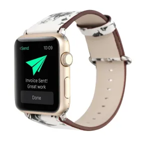 For Apple Watch Ultra 49mm&Watch Ultra 2 49mm / Series 10 46mm / 9&8&7 45mm / SE 3&SE 2&6&SE&5&4 44mm / 3&2&1 42mm Fashion Pastoralism Style Little Floral Pattern Women Watch Leather Watch Band