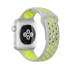 For Apple Watch Ultra 49mm&Watch Ultra 2 49mm / Series 10 46mm / 9&8&7 45mm / SE 3&SE 2&6&SE&5&4 44mm / 3&2&1 42mm Fashionable Classical Silicone Sport Watch Band(Grey Yellow)