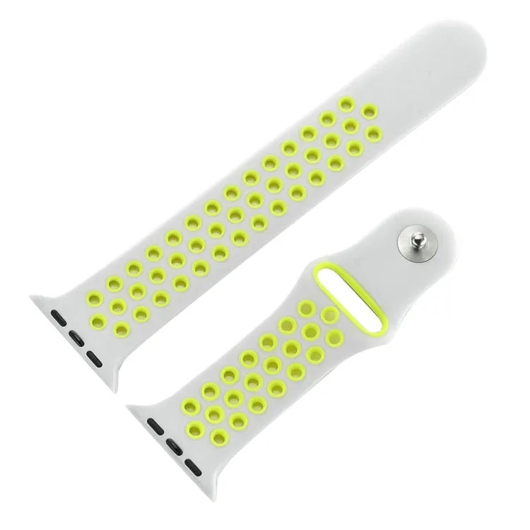 For Apple Watch Ultra 49mm&Watch Ultra 2 49mm / Series 10 46mm / 9&8&7 45mm / SE 3&SE 2&6&SE&5&4 44mm / 3&2&1 42mm Fashionable Classical Silicone Sport Watch Band(Grey Yellow)