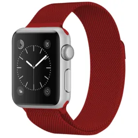 For Apple Watch Ultra 49mm&Watch Ultra 2 49mm / Series 9&8&7 45mm / 6 & SE & 5 & 4 44mm / 3 & 2 & 1 42mm Milanese Loop Magnetic Stainless Steel Watch Band(Red)