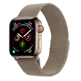 For Apple Watch Ultra 49mm&Watch Ultra 2 49mm / Series 9&8&7 45mm / 6 & SE & 5 & 4 44mm / 3 & 2 & 1 42mm Milanese Loop Magnetic Stainless Steel Watch Band(Vintage Gold)