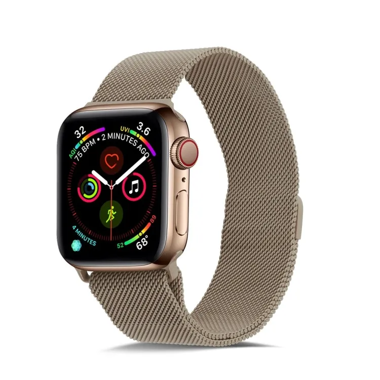 For Apple Watch Ultra 49mm&Watch Ultra 2 49mm / Series 9&8&7 45mm / 6 & SE & 5 & 4 44mm / 3 & 2 & 1 42mm Milanese Loop Magnetic Stainless Steel Watch Band(Vintage Gold)