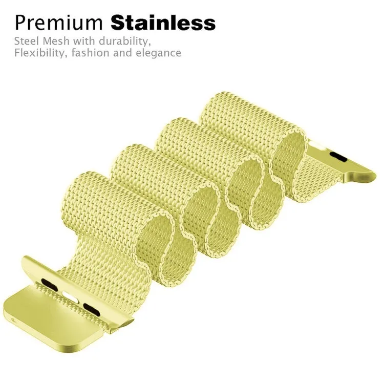 For Apple Watch Ultra 49mm&Watch Ultra 2 49mm / Series 9&8&7 45mm / 6 & SE & 5 & 4 44mm / 3 & 2 & 1 42mm Milanese Loop Magnetic Stainless Steel Watch Band(Yellow)