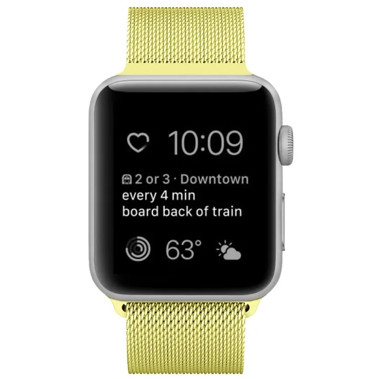 For Apple Watch Ultra 49mm&Watch Ultra 2 49mm / Series 9&8&7 45mm / 6 & SE & 5 & 4 44mm / 3 & 2 & 1 42mm Milanese Loop Magnetic Stainless Steel Watch Band(Yellow)