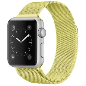 For Apple Watch Ultra 49mm&Watch Ultra 2 49mm / Series 9&8&7 45mm / 6 & SE & 5 & 4 44mm / 3 & 2 & 1 42mm Milanese Loop Magnetic Stainless Steel Watch Band(Yellow)