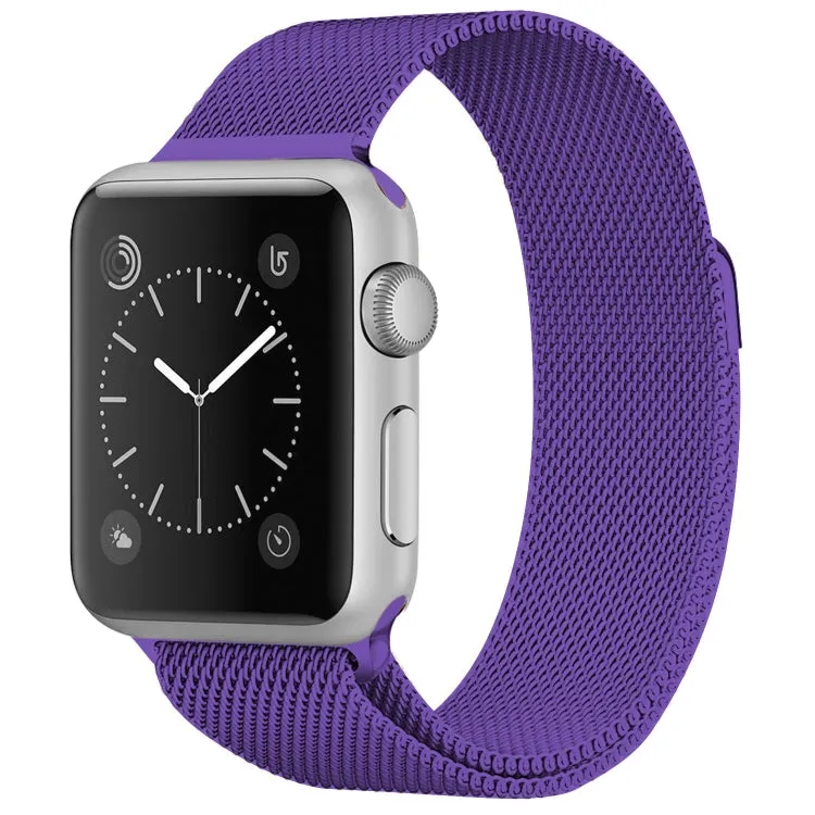 For Apple Watch Ultra 49mm&Watch Ultra 2 49mm / Series 9&8&7 45mm / SE 3&SE 2&6&SE&5&4 44mm / 3&2&1 42mm Milanese Loop Magnetic Stainless Steel Watch Band(Bright Purple)