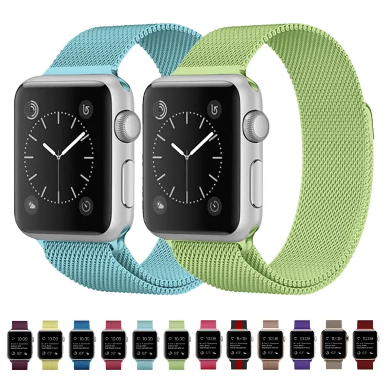 For Apple Watch Ultra 49mm&Watch Ultra 2 49mm / Series 9&8&7 45mm / SE 3&SE 2&6&SE&5&4 44mm / 3&2&1 42mm Milanese Loop Magnetic Stainless Steel Watch Band(Bright Purple)