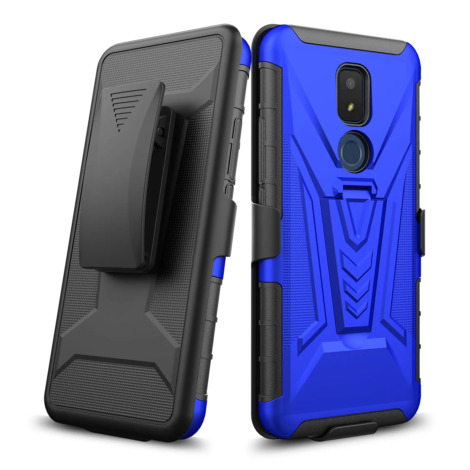 For Cricket Icon 3 (3rd Version) | At&t Motivate 2 (2nd) | Cricket Splendor Case with Tempered Glass Screen Protector Heavy Duty Protective Phone Case,Built-in Kickstand Rugged Shockproof Protective Phone Case - Blue