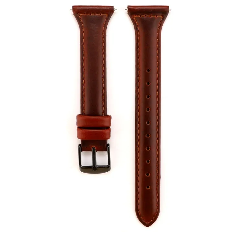 For Fitbit Versa Crazy Horse Texture Genuine Leather Watch Band(Red Brown)