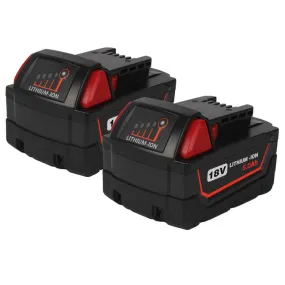 For Milwaukee 18V Battery 5Ah M18 Batteries 2 Pack  Free charger& Holders