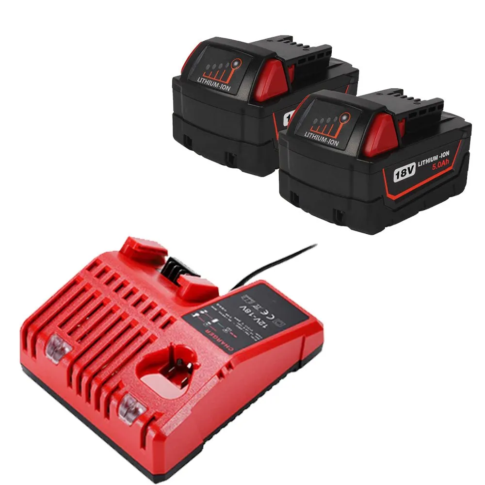 For Milwaukee 18V Battery 5Ah M18 Batteries 2 Pack  Free charger& Holders