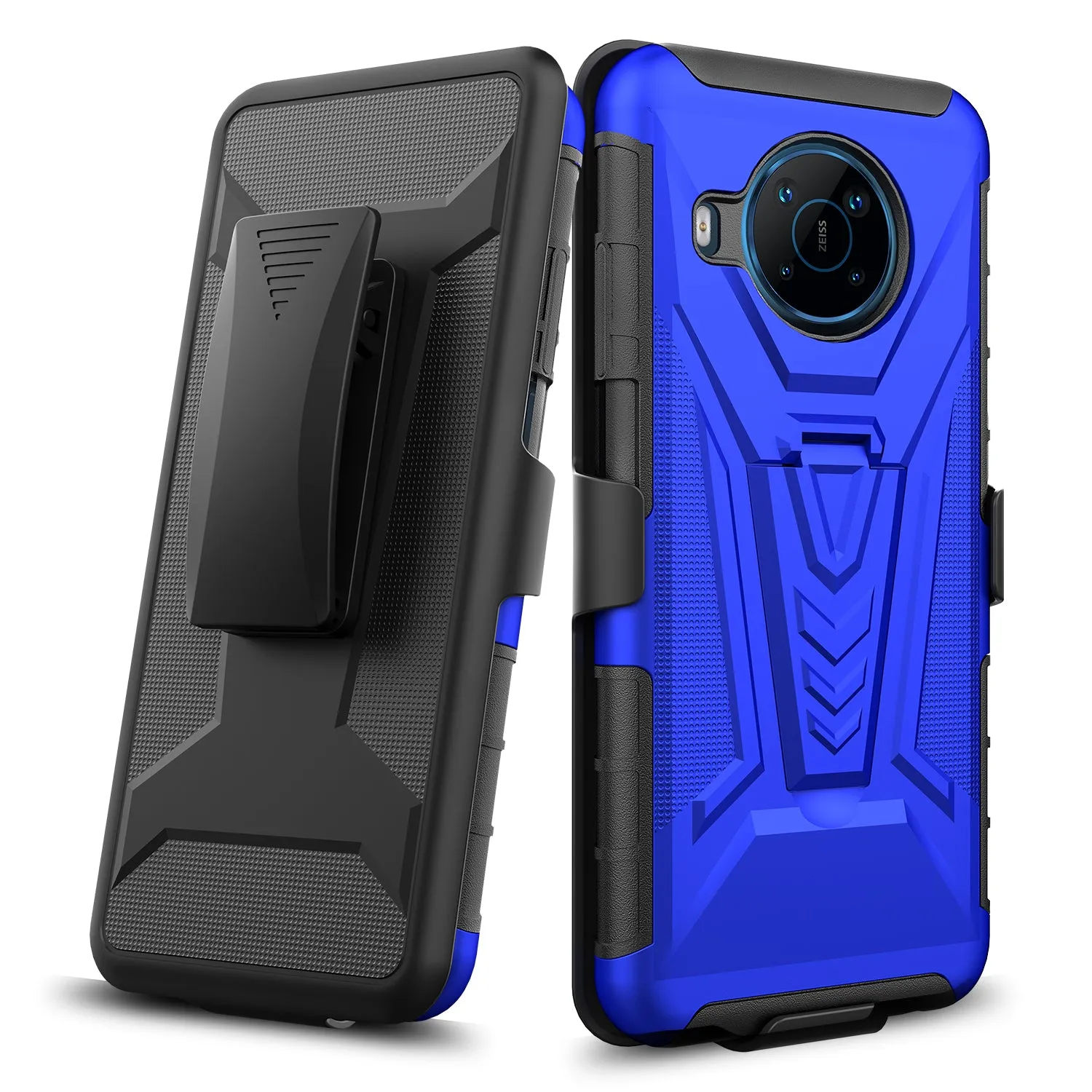 For Nokia X100 Case with Tempered Glass Screen Protector Heavy Duty Protective Phone Case,Built-in Kickstand Rugged Shockproof Protective Phone Case - Blue