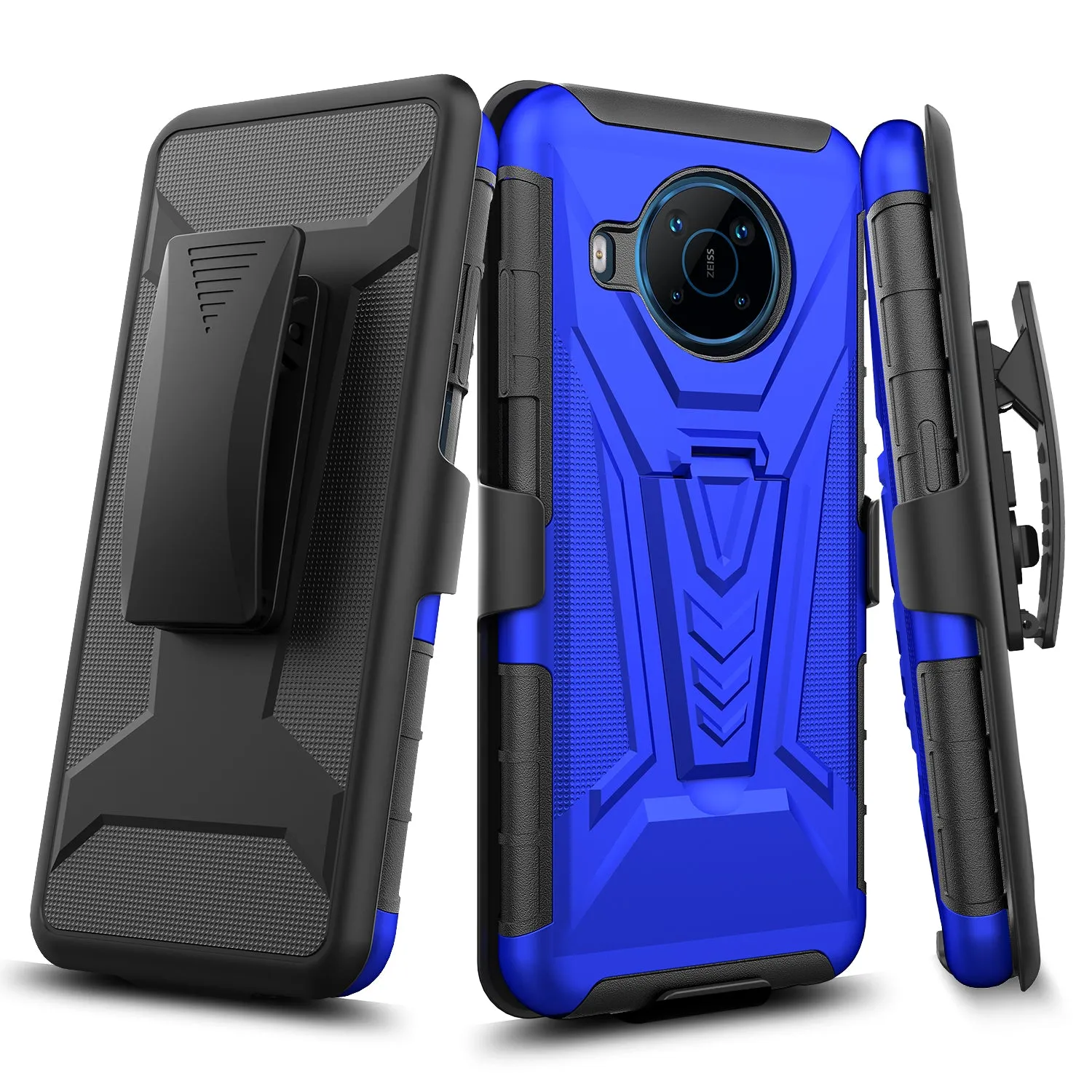 For Nokia X100 Case with Tempered Glass Screen Protector Heavy Duty Protective Phone Case,Built-in Kickstand Rugged Shockproof Protective Phone Case - Blue