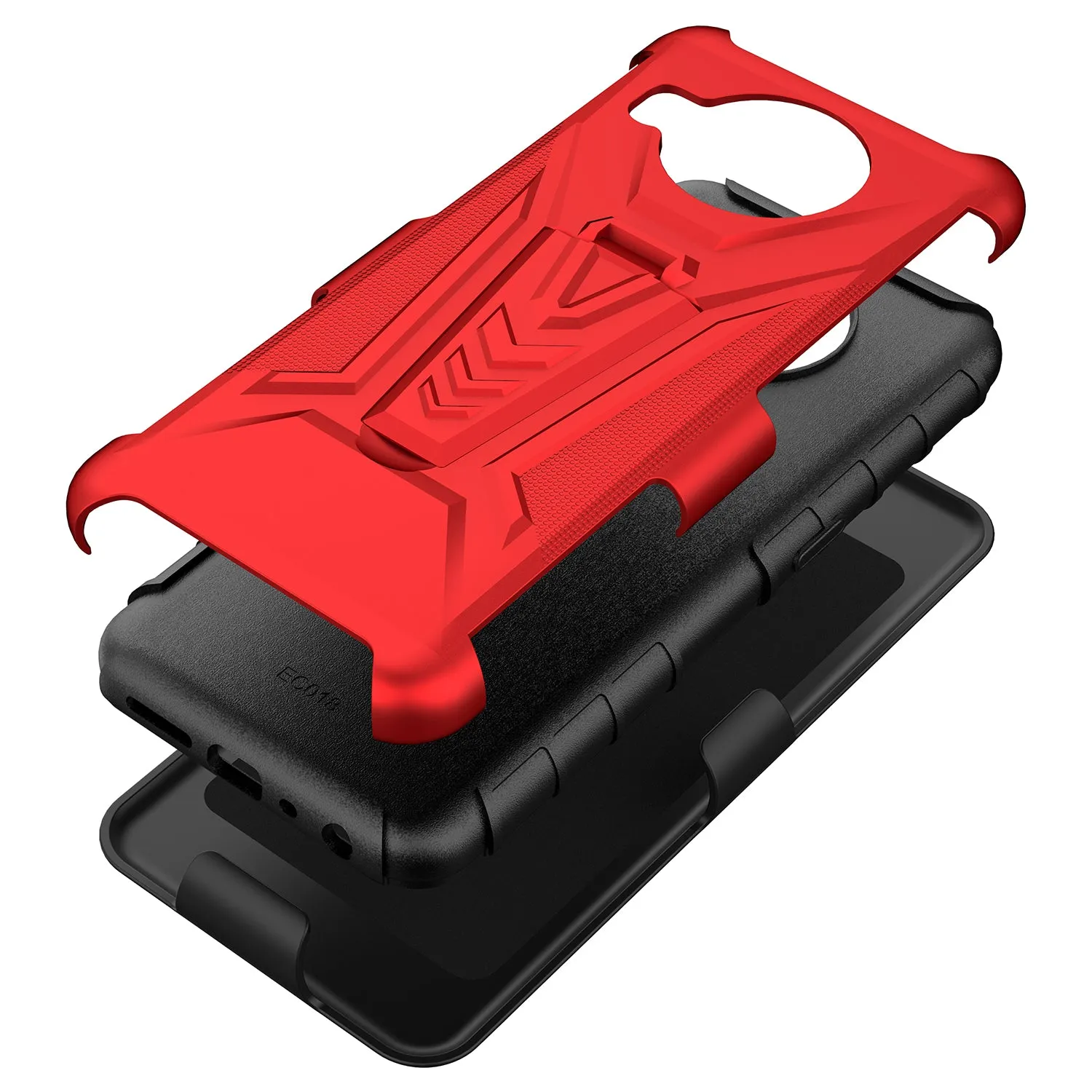 For Nokia X100 Case with Tempered Glass Screen Protector Heavy Duty Protective Phone Case,Built-in Kickstand Rugged Shockproof Protective Phone Case - Red