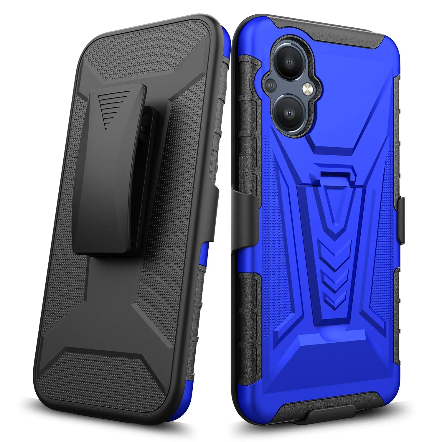 For OnePlus Nord N20 5G Case with Tempered Glass Screen Protector Heavy Duty Protective Phone Case,Built-in Kickstand Rugged Shockproof Protective Phone Case - Blue