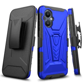 For OnePlus Nord N20 5G Case with Tempered Glass Screen Protector Heavy Duty Protective Phone Case,Built-in Kickstand Rugged Shockproof Protective Phone Case - Blue