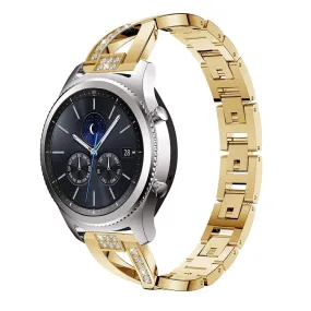 For Samsung GearS3 / Ticwatch Pro / HUAWEI GT Universal 22mm Metal Diamond Strap(gold)