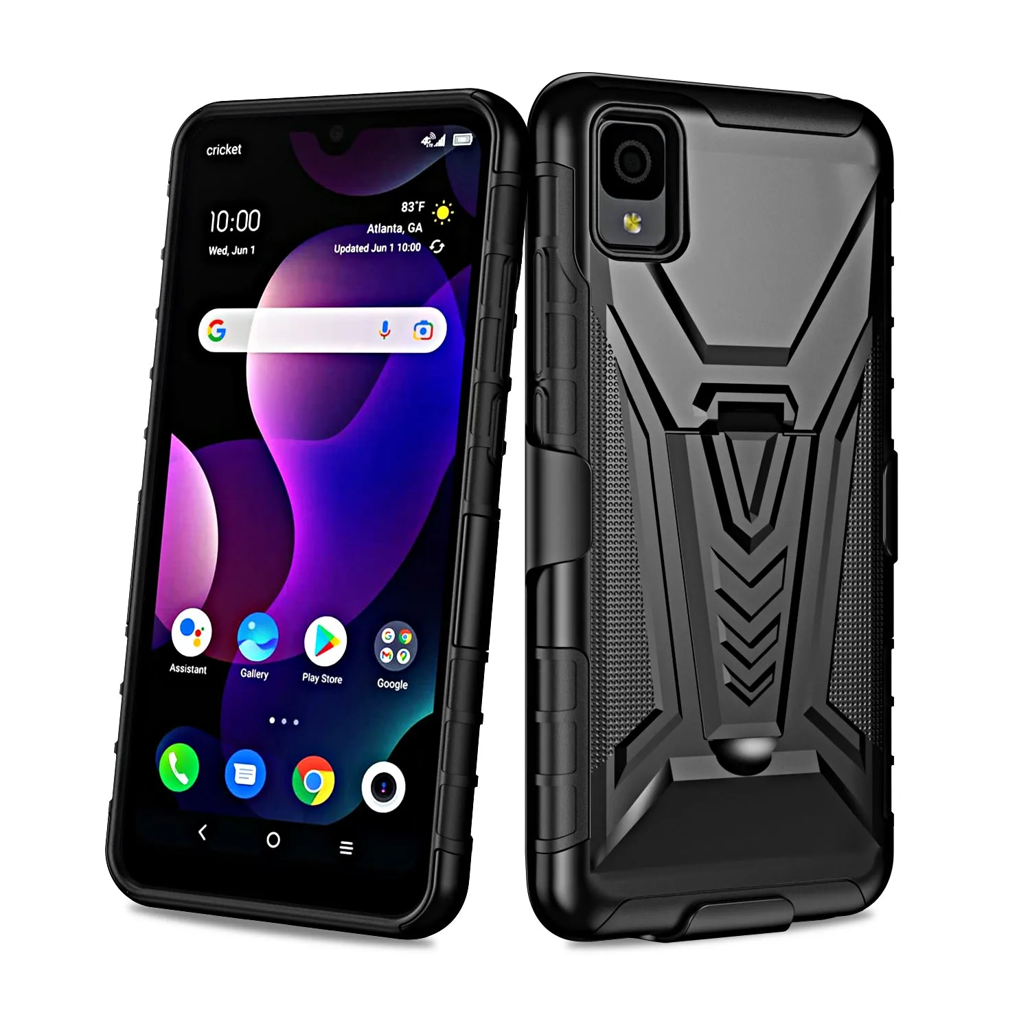 For TCL 30z / 30 LE Case with Tempered Glass Screen Protector Heavy Duty Protective Phone Case,Built-in Kickstand Rugged Shockproof Protective Phone Case - Black