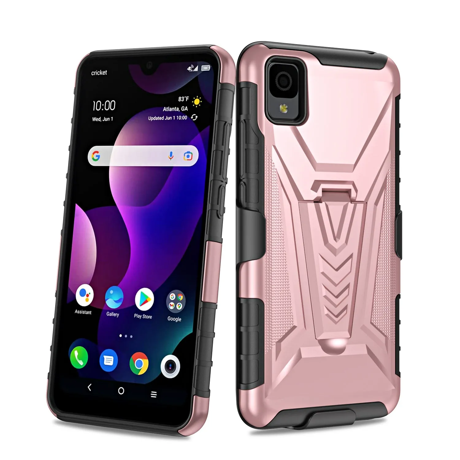 For TCL 30z / 30 LE Case with Tempered Glass Screen Protector Heavy Duty Protective Phone Case,Built-in Kickstand Rugged Shockproof Protective Phone Case - Rose Gold