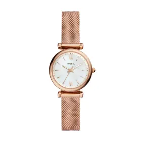 Fossil Ladies Carie Mini Rose Gold Case Band Model ES4433