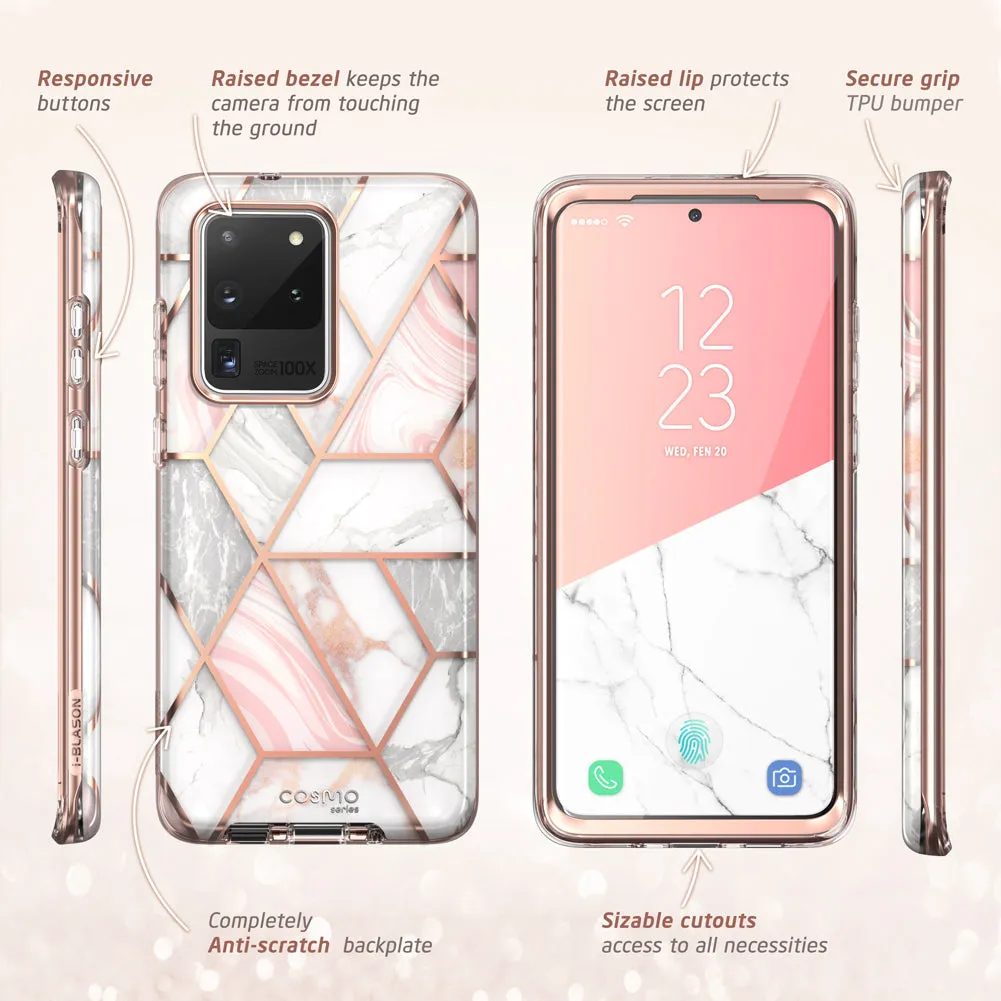 Galaxy S20 Ultra Cosmo Case (with Screen Protector) - Marble Pink