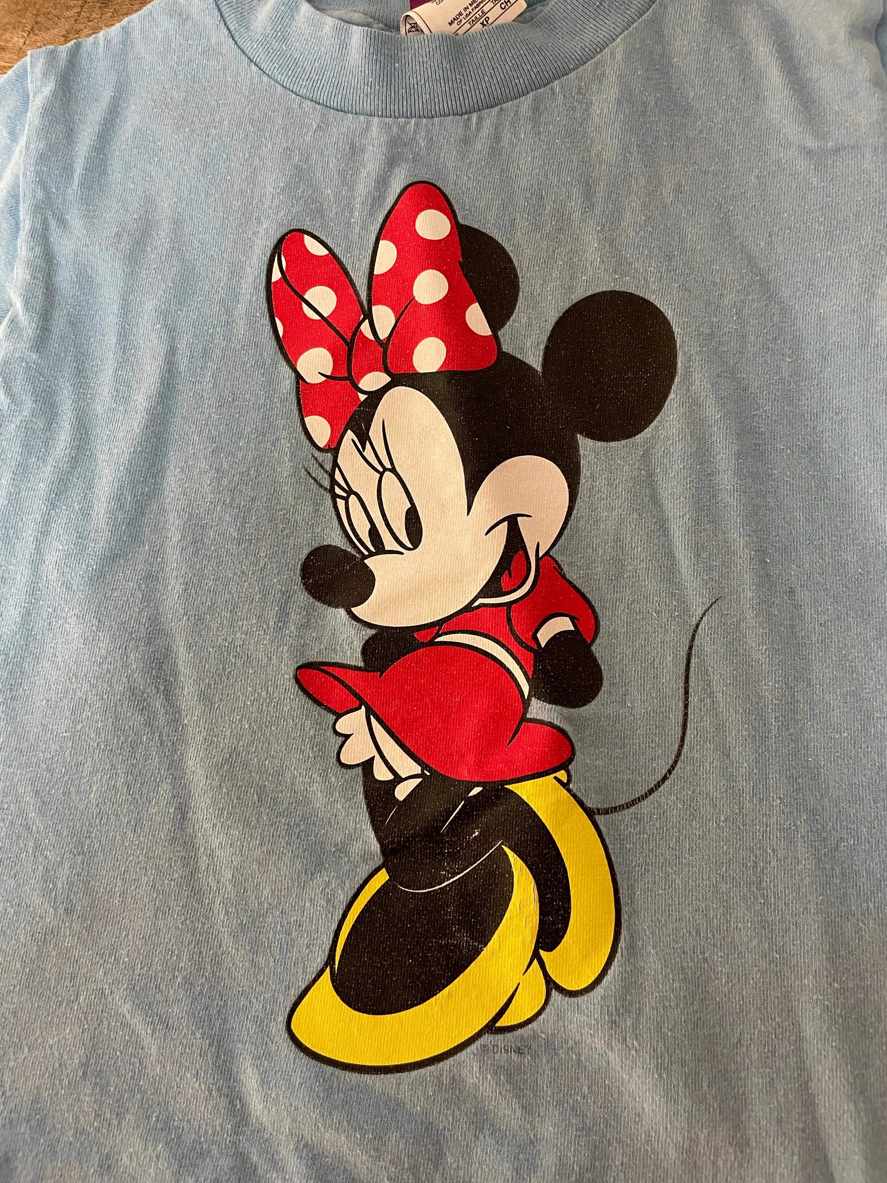 Girls Toddlers XSmall Sz 2/4 DISNEY MINNIE MOUSE Tshirt Blue Short Sleeve Cotton