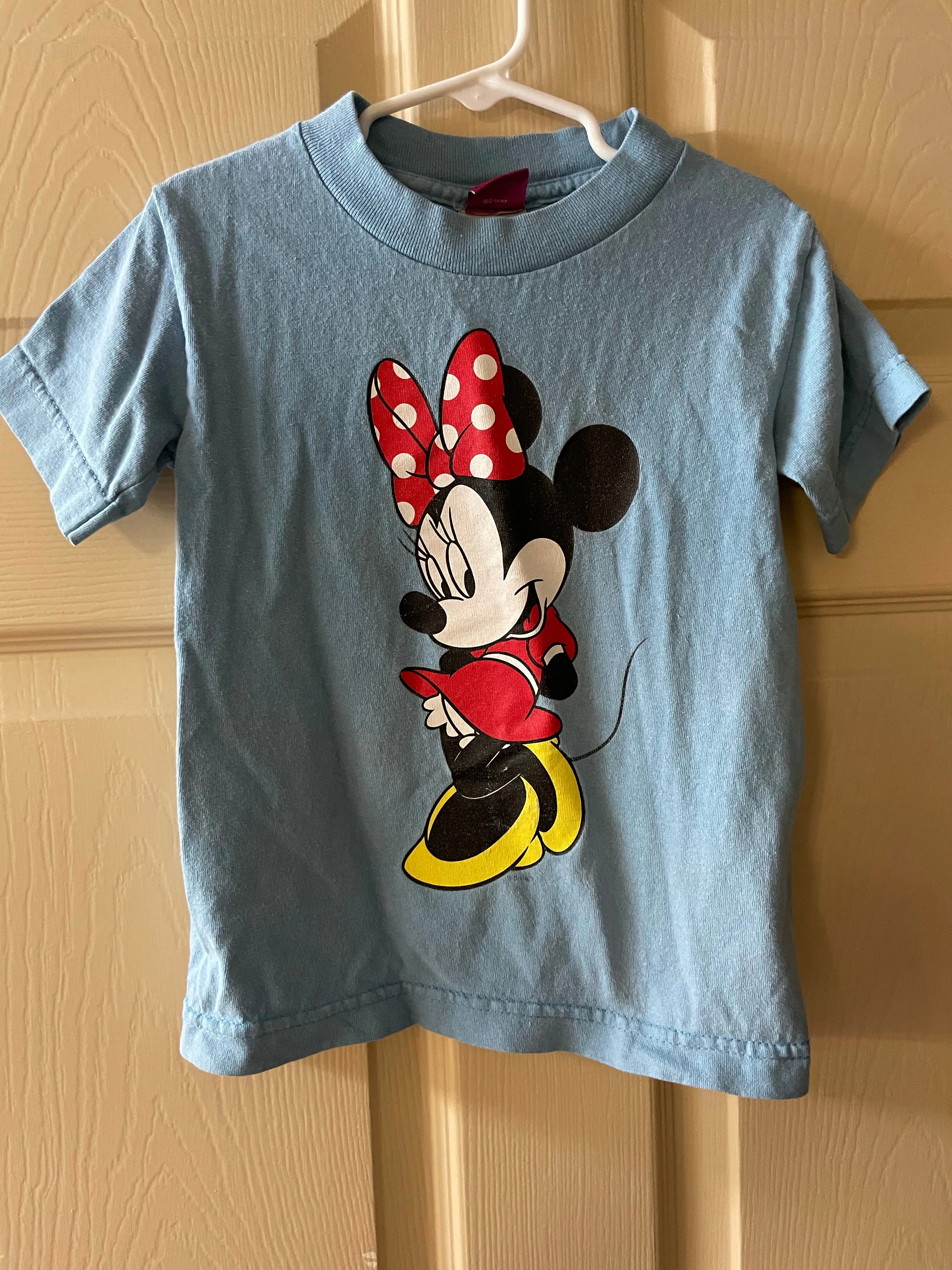 Girls Toddlers XSmall Sz 2/4 DISNEY MINNIE MOUSE Tshirt Blue Short Sleeve Cotton