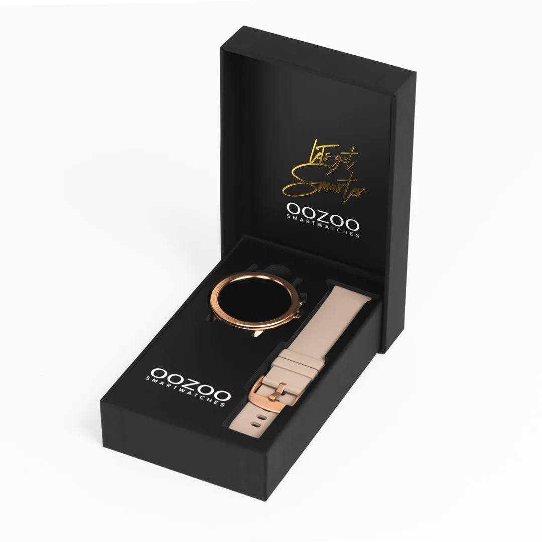 Gold coloured OOZOO smartwatch with taupe rubber strap - Q00319