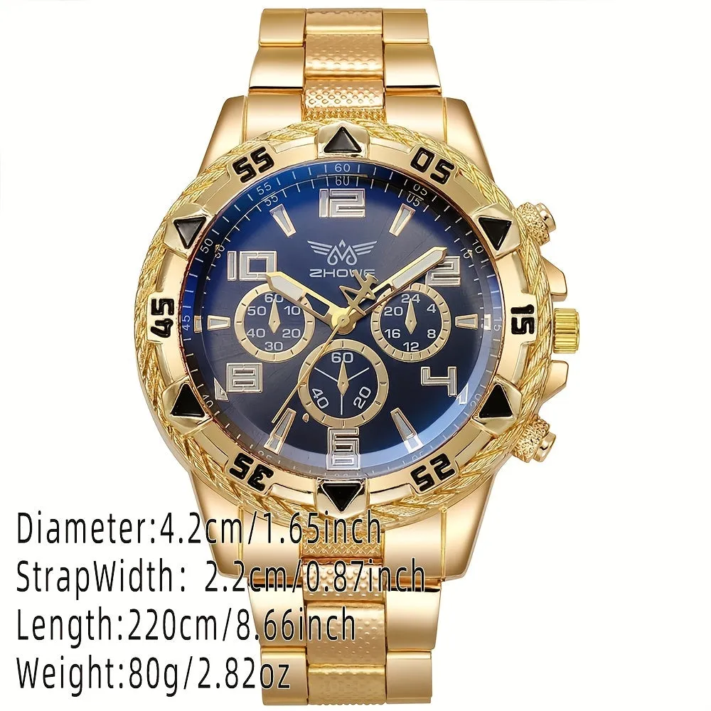 Golden Alloy Watch Luxurious Gift for Discerning Men