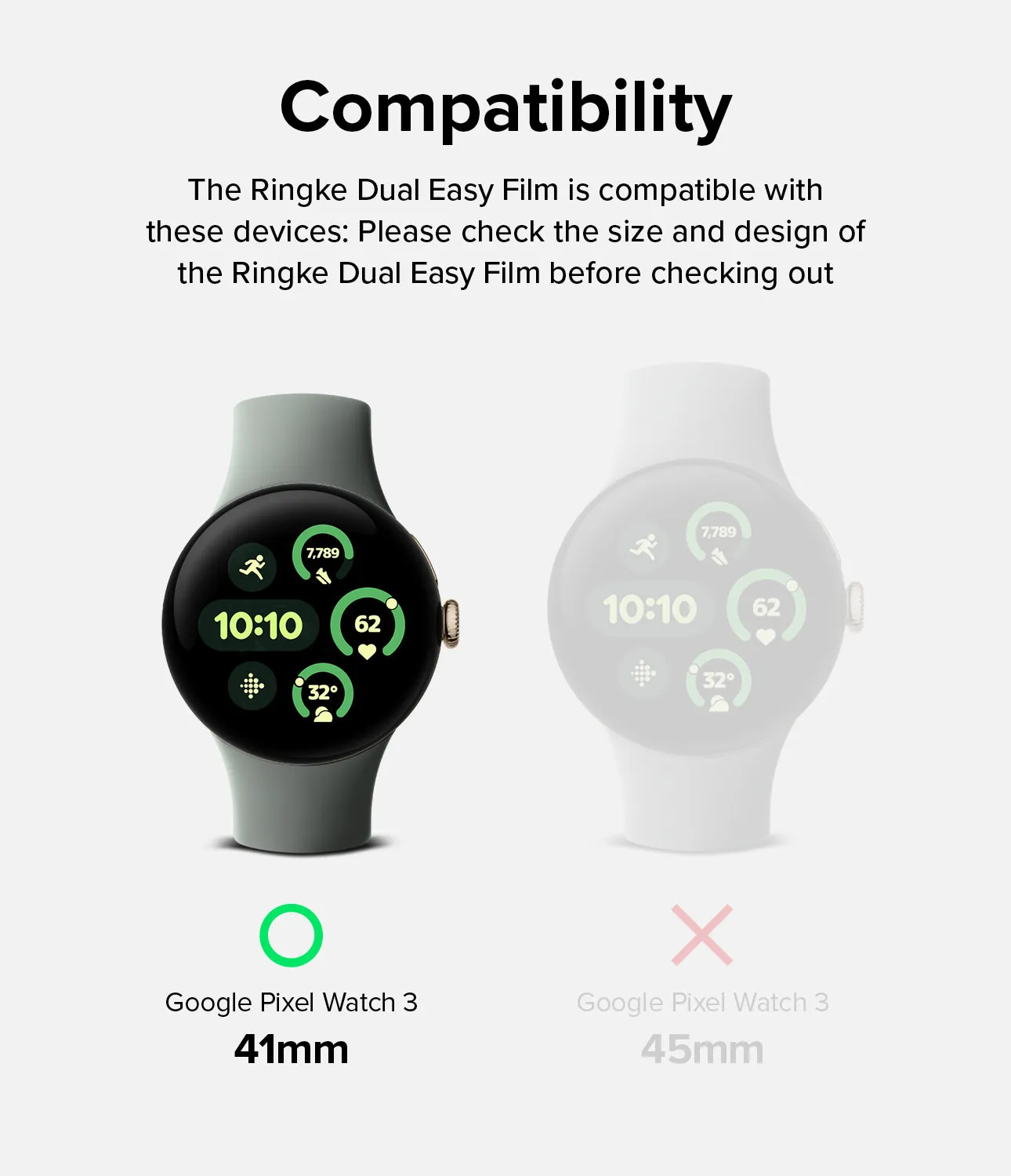 Google Pixel Watch 3 41mm Screen Protector | Dual Easy Film (3P)