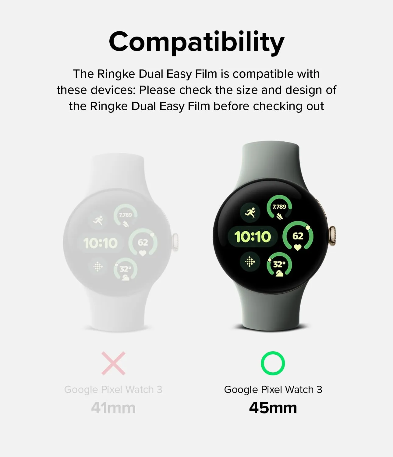 Google Pixel Watch 3 45mm Dual Easy Film- Clear [3 Pack]