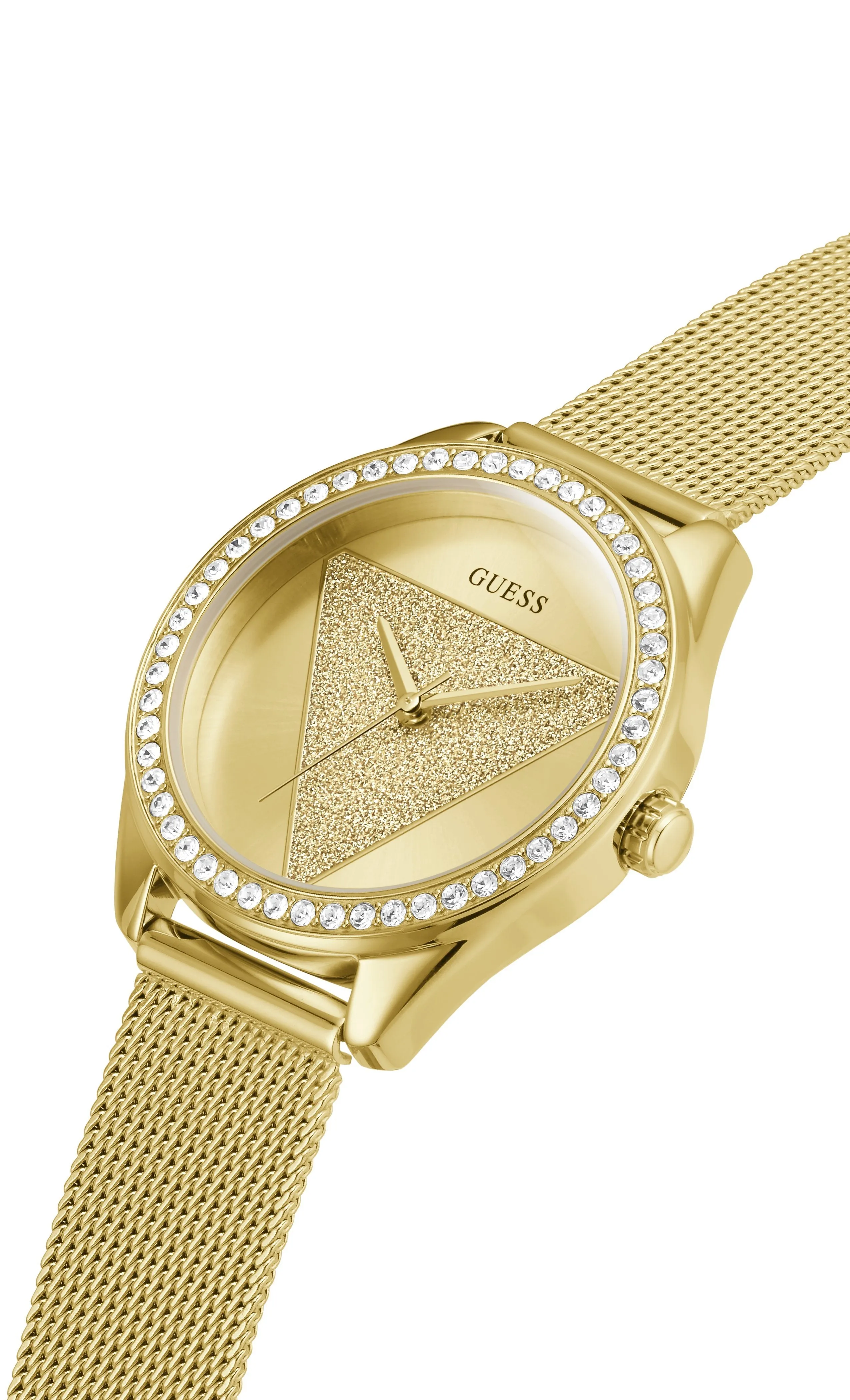 Guess Tri Glitz Gold Crystal Watch W1142L2