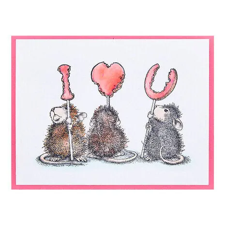 House Mouse Cling Rubber Stamp We Heart You*