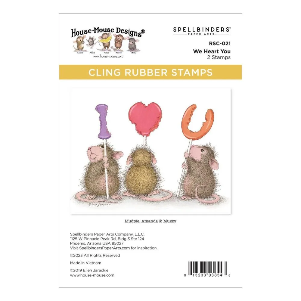 House Mouse Cling Rubber Stamp We Heart You*