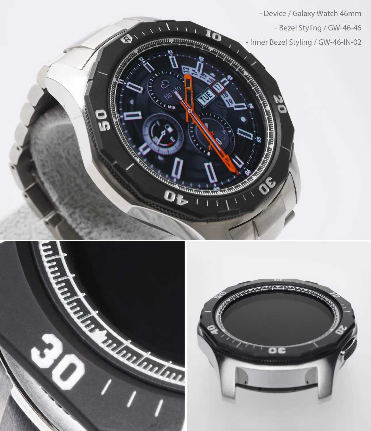 Inner Bezel Styling for Galaxy Watch 46mm, Galaxy Gear S3 Frontier -  [Stainless Steel]