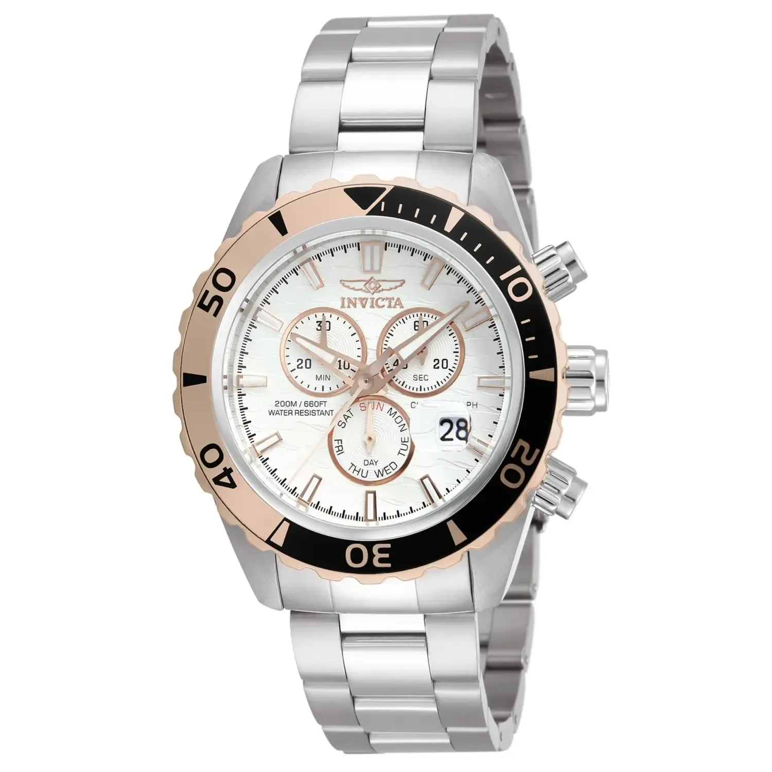 Invicta Men's 12859 Pro Diver Quartz Chronograph Silver Dial Watch