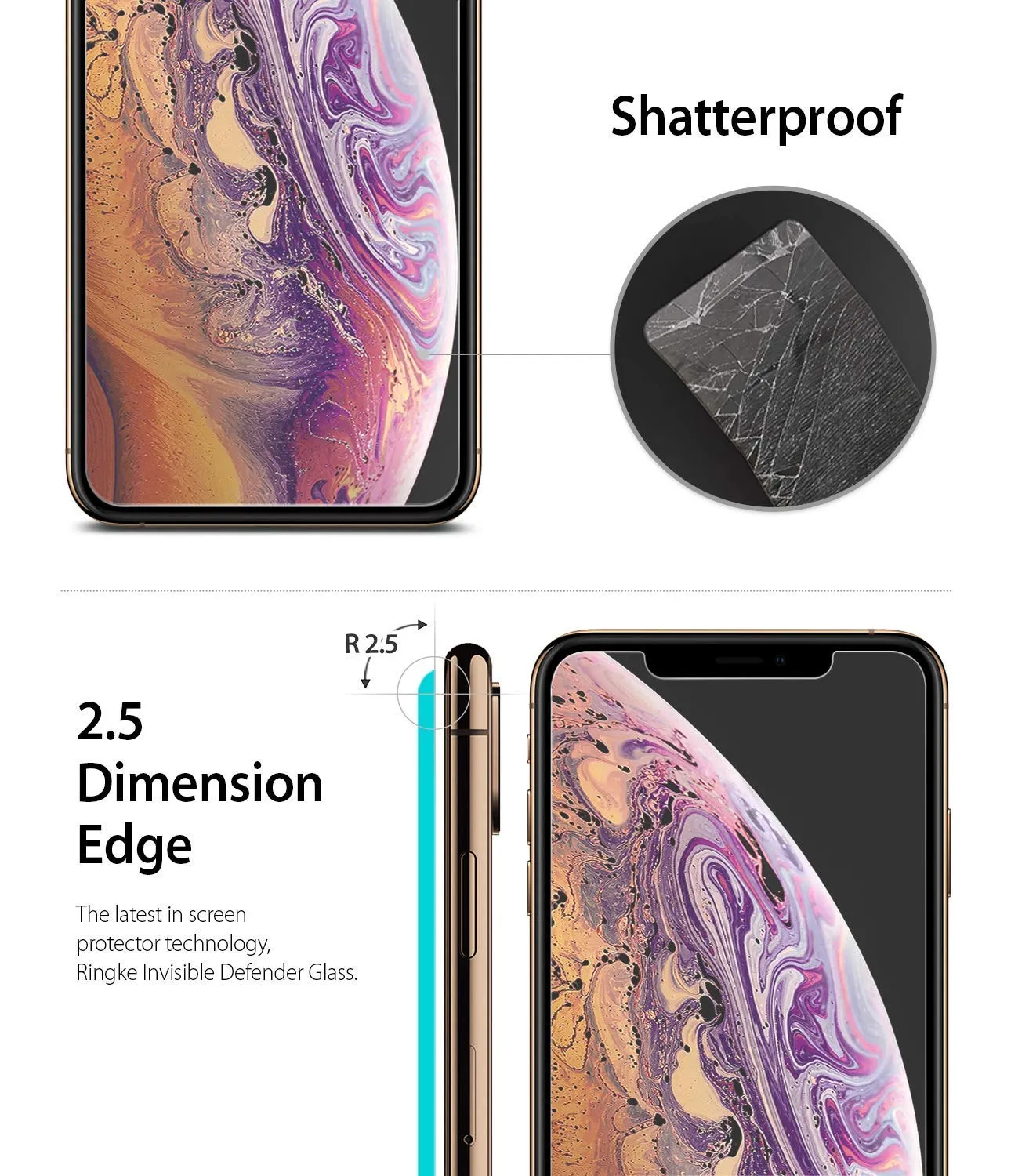 iPhone XS Tempered Glass Screen Protector Guard | FULL GLASS 3 Pack