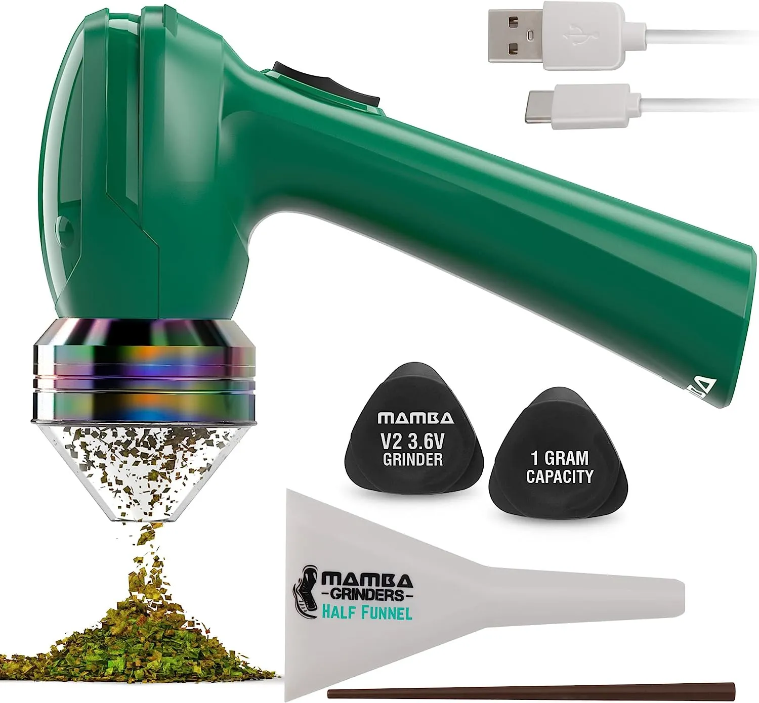 ITEM# 0185   Electric Portable Herb Grinder. USB Powered Essential Kitchen Mill for Grinding (WAtch Video)