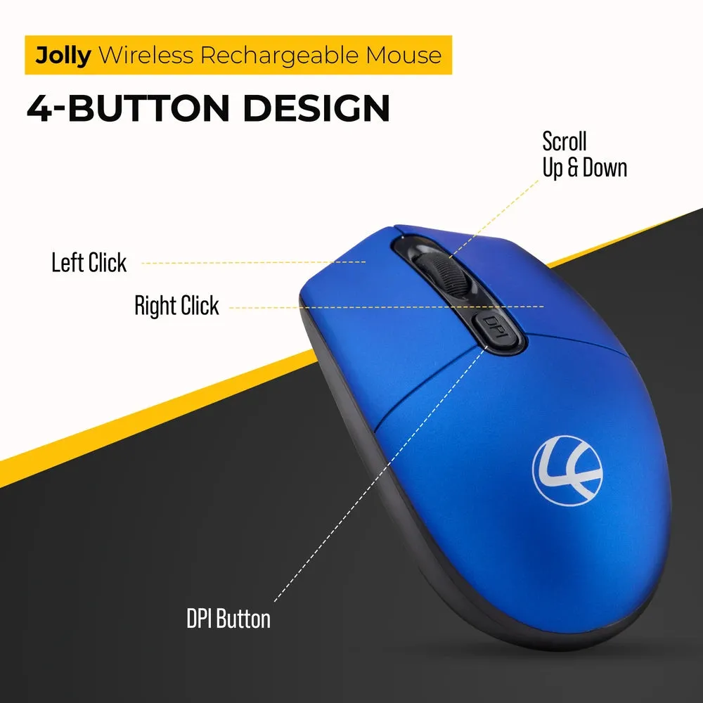 Jolly Rechargeable Mouse - 4 Button, 1600 dpi - Blue