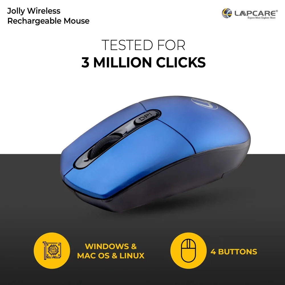 Jolly Rechargeable Mouse - 4 Button, 1600 dpi - Blue