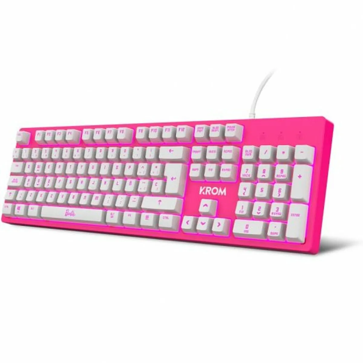 Keyboard with Gaming Mouse Krom KANDY BARBIE Pink QWERTY