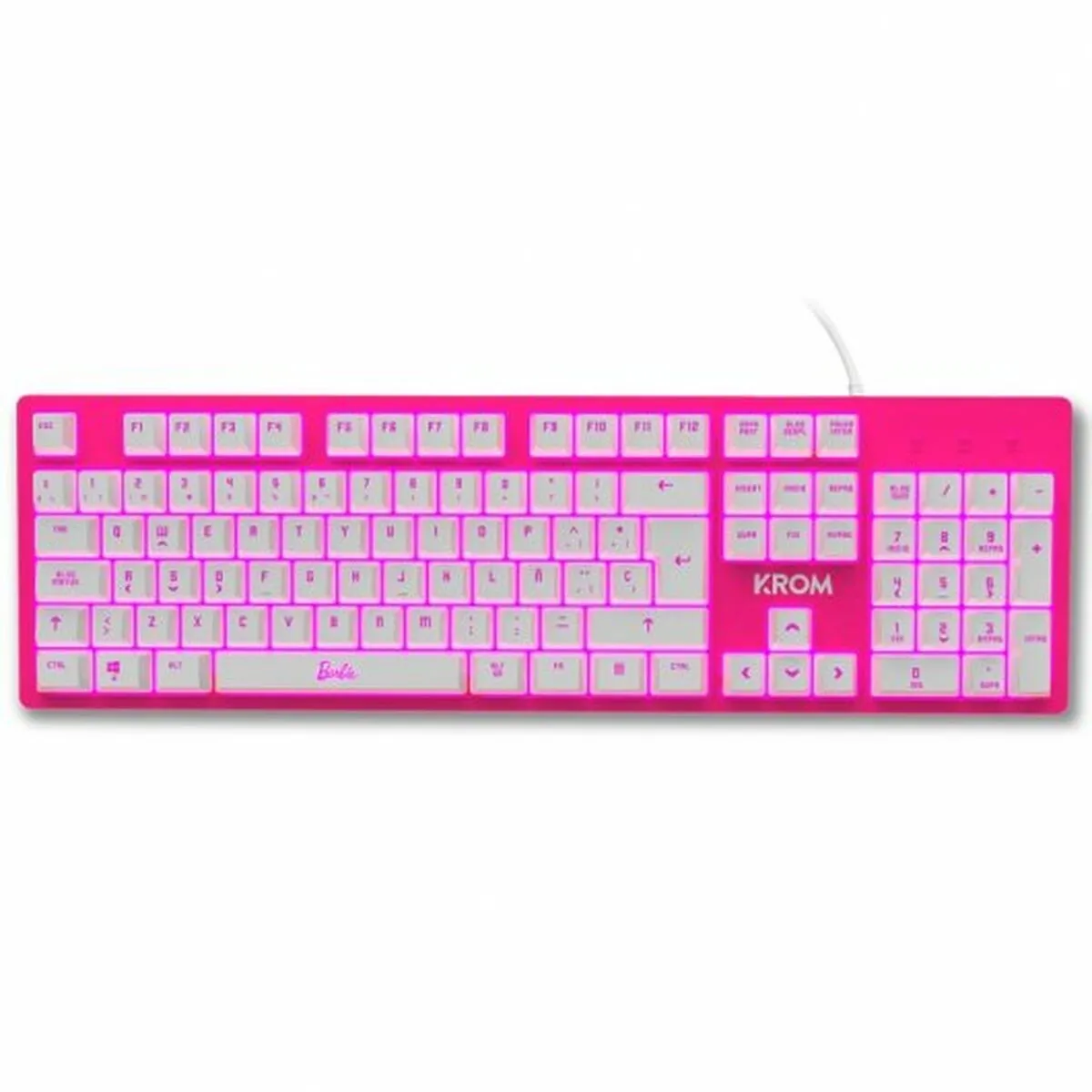 Keyboard with Gaming Mouse Krom KANDY BARBIE Pink QWERTY