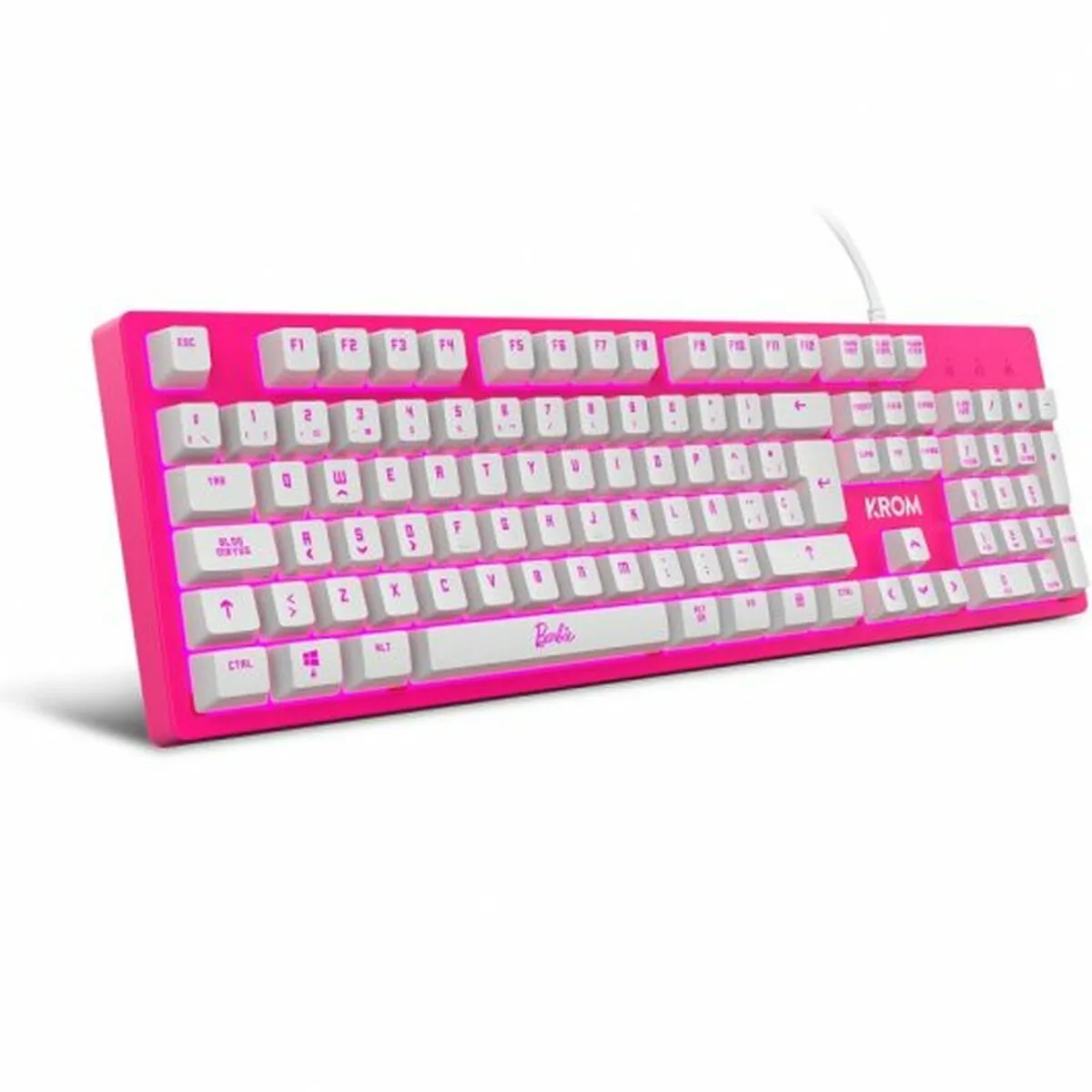 Keyboard with Gaming Mouse Krom KANDY BARBIE Pink QWERTY