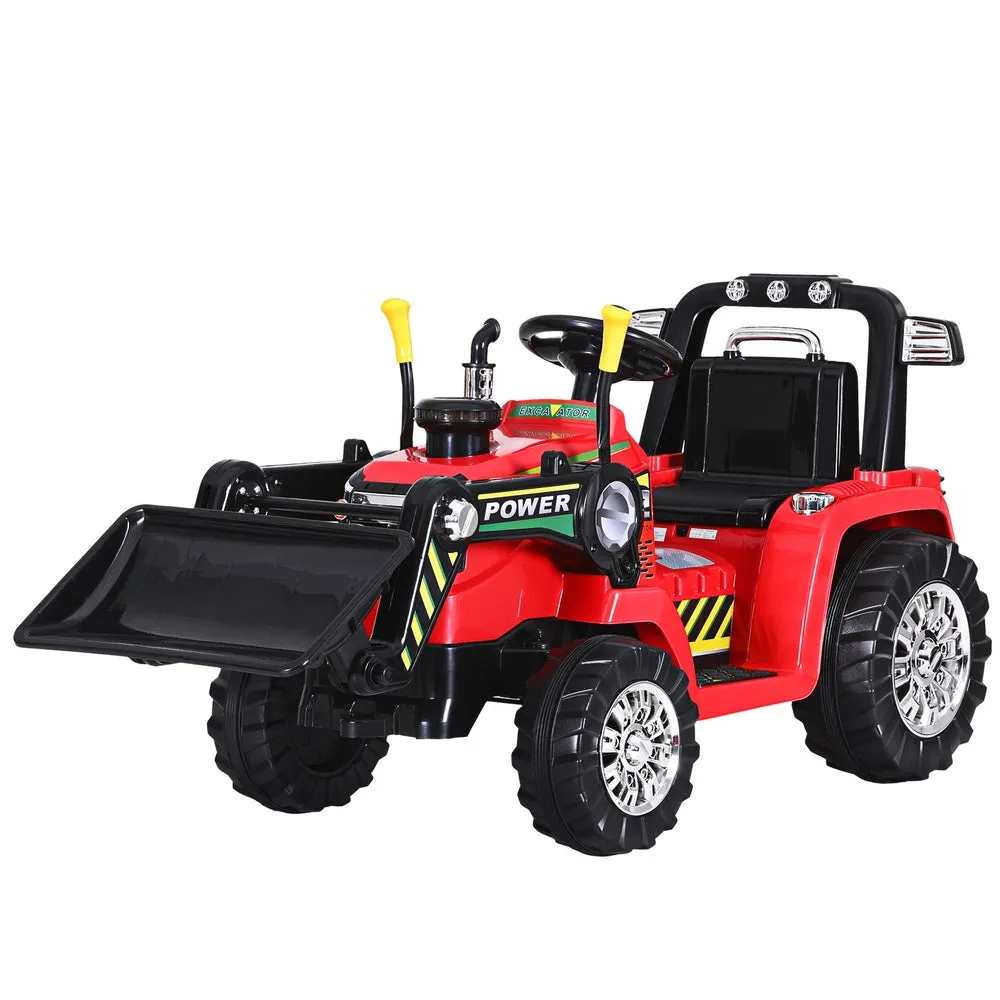 Kids Red Electric Bulldozer 6V, Remote Control Ride On - Rigo