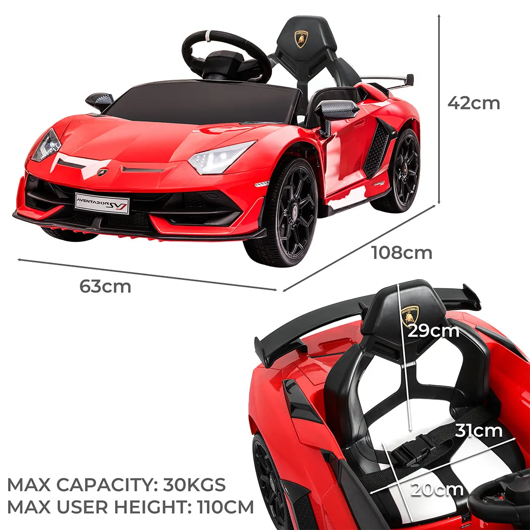 Kids Ride On Car Lamborghini SVJ Licensed Electric Dual Motor Toy Remote Control - Red