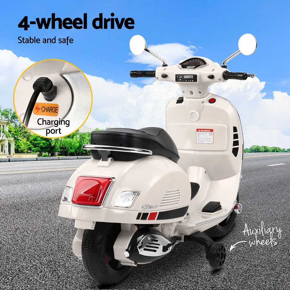 Kids Ride On Car Motorcycle Motorbike VESPA Licensed Scooter Electric Toys White