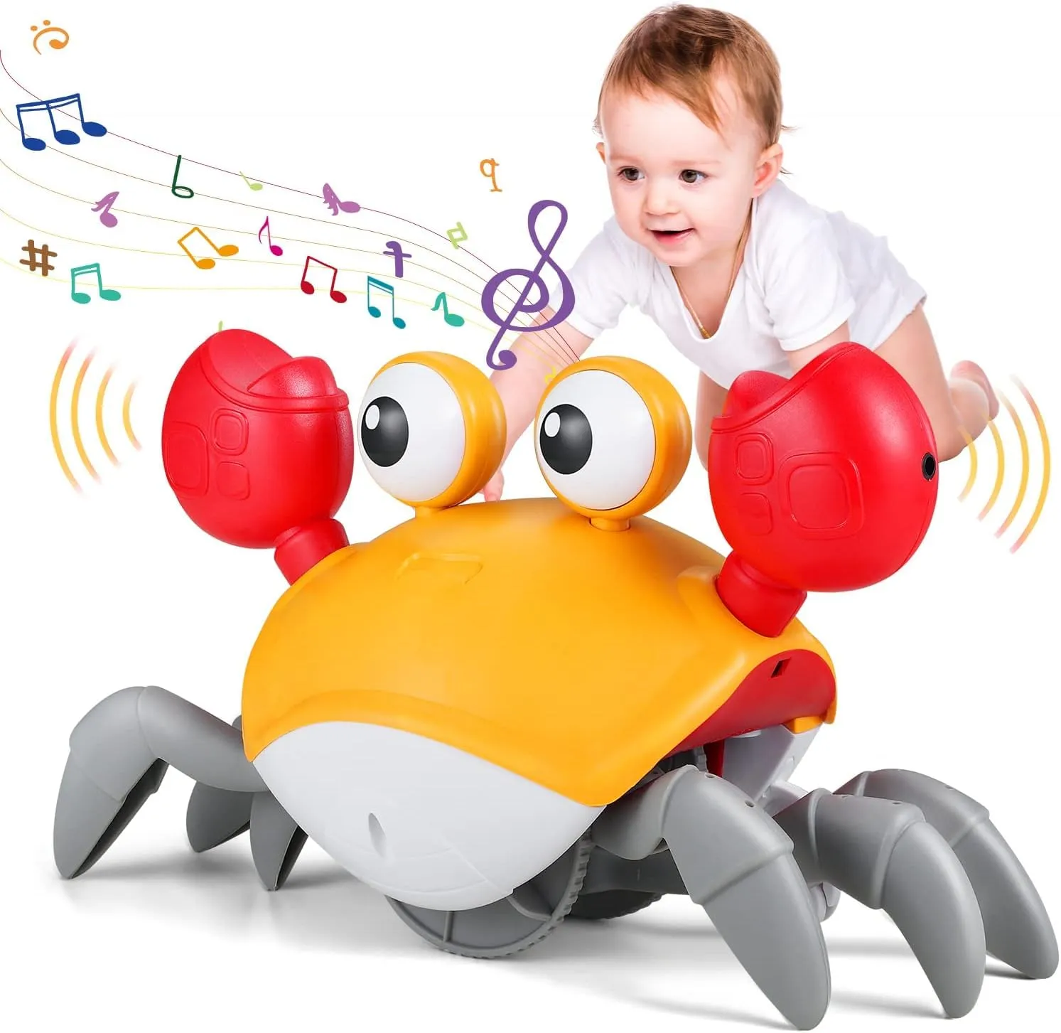 KIPA GAMING Toddyz Crawling Crab Baby Musical Kids Toy with Led Lights & Rechargeable Battery | Interactive Early Learning and Entertainment Toys for Kids Toddlers & Infants | Tummy Time Dancing Toys