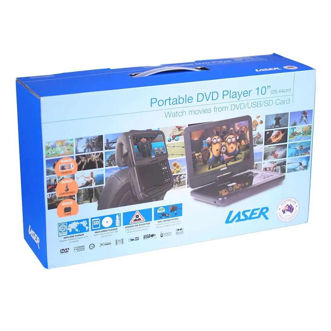 Laser 10" Portable DVD - PT-10B /180 Degree Swivel Monitor